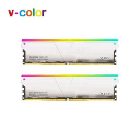 V-COLOR MANTA XSKY RGB DDR5-6000 32GB(16G*2)白(CL30/AMD EXPO)-欣亞
