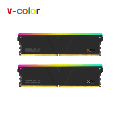 V-COLOR MANTA XSKY RGB DDR5-6000 32GB(16G*2)黑(CL30/AMD EXPO)-欣亞
