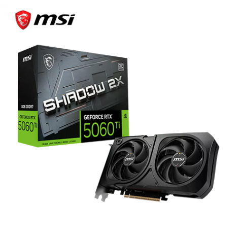 微星RTX 5060Ti 8G SHADOW 2X OC PLUS (std:2617MHz/雙風扇/註冊四年保